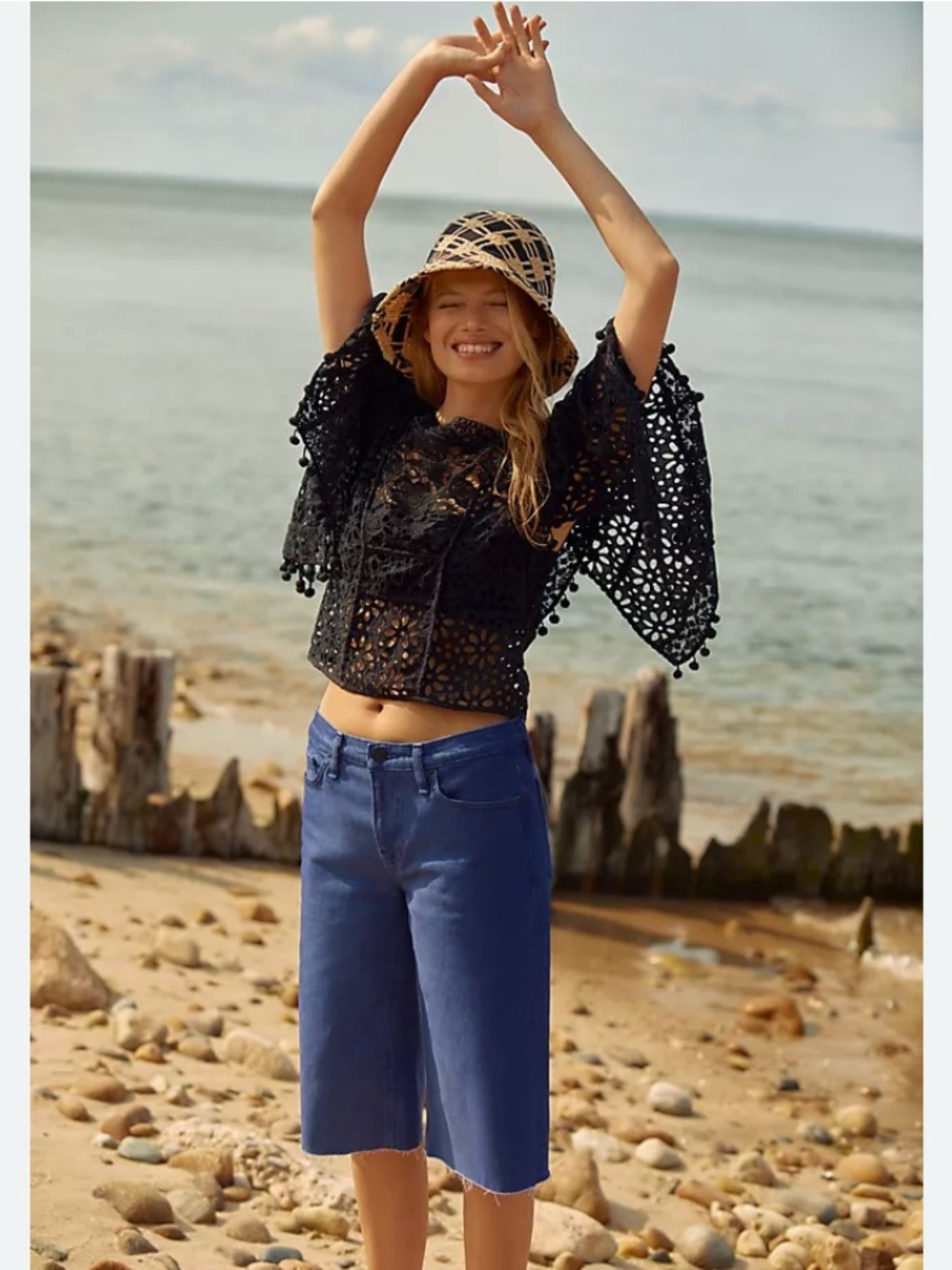Anthropologie Black Crochet Crop Top